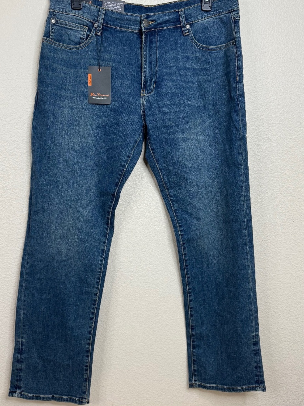 Ben Sherman Men's Jeans 36x32 Straight Fit Blue City Wash Stretch Denim NWT $70